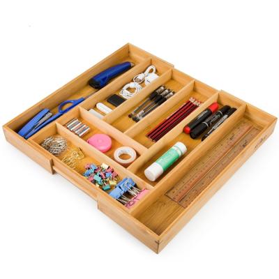 China Drawer Stocked Bamboo Organizer, Adjustable Kitchen Storage Box, Cutlery Tray for sale