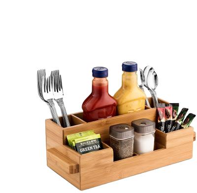 China Wooden Cart Set Plus Sustainable Bamboo Utensil Rack 2 Spice Jars for sale