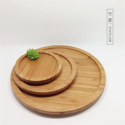 China High Quality Disposable Round Bamboo Dish Wooden Dish, Food Serving Bamboo Dinner Dish for sale