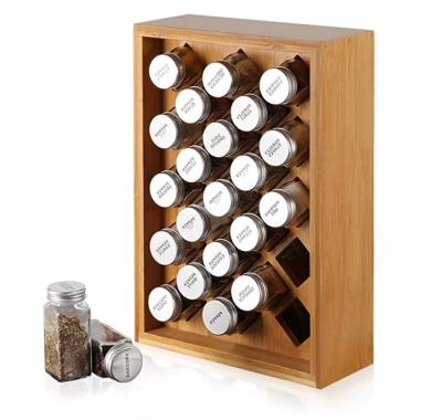 China Viable Kitchen Spice Rack Organizer Herb and Bamboo Spice Shelf Rack with 23 Glass Jars for sale