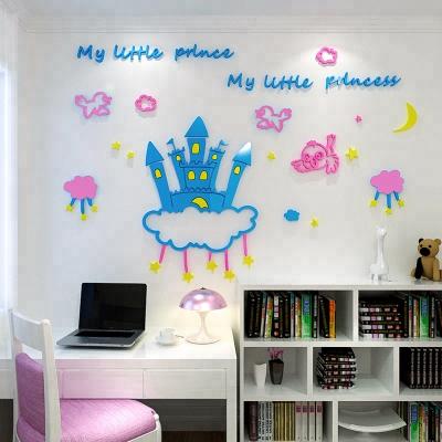 China Waterproof+Eco-friendly Princess Castle 3D Acrylic Wall Stickers For Kids Room Decoration for sale