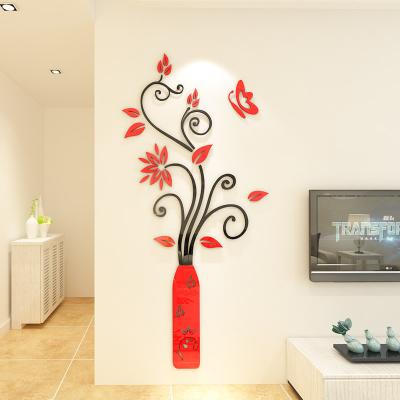 China Simple and Cheap New Desgin Waterproof+Eco-friendly Flower Wall Vase Sticker for Living Room Living Room Deco Sticker for sale