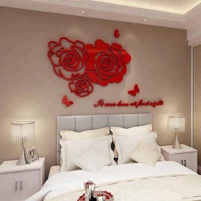 China Romantic Wall Sticker Waterproof+Eco-friendly 3D Decal Rose Acrylic Mirror Indoor Decoration Products for sale