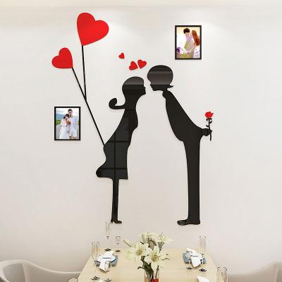 China Eco-friendly Self-adhesive Self-adhesive Wall Decoration 3D Wall Sticker Design Lover Boy Girl Acrylic Sticker for sale