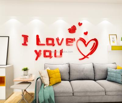 China Home Decoration Girl's 3D Heart Wall Sticker Bedroom Living Room Wall Sticker Wedding Room Decoration for sale