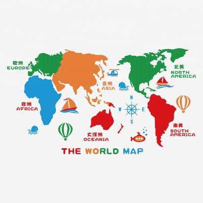 China Creative Waterproof+Eco-friendly World Map Pattern Wall Decal Sticker For Kids Baby Bedroom Living Room Wall Map Decor Home Stickers for sale