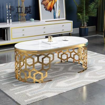 China Durable Stainless Steel Frame Living Room Furniture Style Coffee Table Luxury Marble Bases Black White Side Table for sale