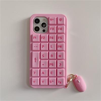 China 3D Shockproof Trend Letters Keyboard Mouse Soft Phone Case For iPhone 13 Pro 12 Pro 11 7 8 Max Plus X XR XS SE2 Luminous Silicone Cover for sale