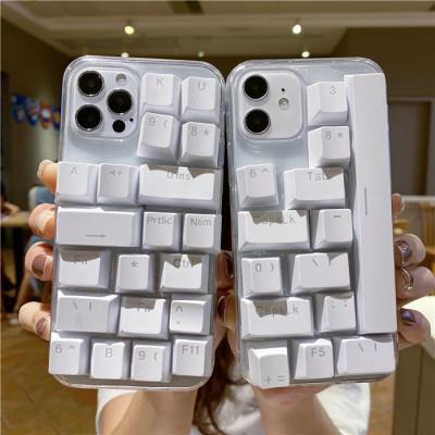 China Shockproof Funny 3D Keyboard Transparent Phone Case For iphone 13 12 pro 11 6 7 8 max plus mini XR X XS Korea popular silicone epoxy cover for sale