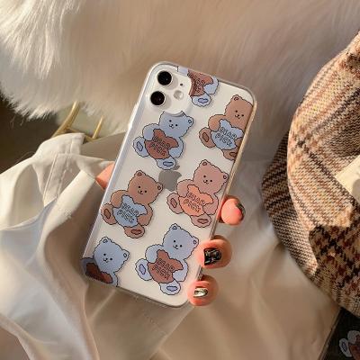 China Anti-fall cute cartoon rabbit animal bear brand Korean soft TPU phone case cover for iPhone 12 11 pro X max Xs Max Xr 7 8 Puls for sale