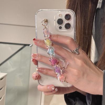 China Cute Korea Love Anti-drop Heart Bracelet Wrist Chain Clear Soft Back Cover Case For iphone 12 pro 11 Max XR X XS 7 8 plus Se for sale