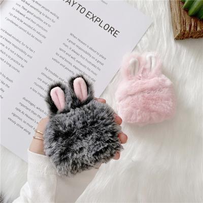 China For AirPods Pro 3D Cartoon Cute Rabbit Ears Cover Silicone Fur Earphone Case Fluffy Box For Airpods pro 2 1 for sale