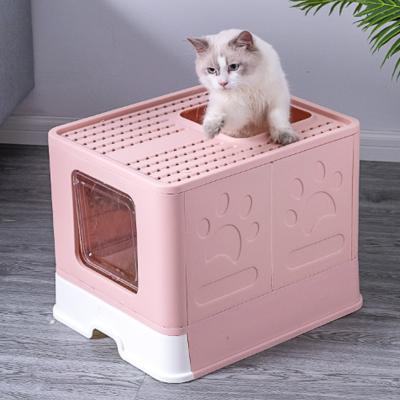 China Large Sustainable Foldable Top-In Fully Enclosed Cat's Litter Box Cat Supplies for sale