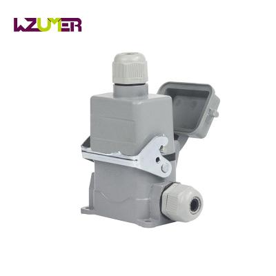 China WZUMER HE Series Power Male & Female Inlet Metal Top Side Covers & Inserts 6 Pins Industrial Heavy Duty Connectors for sale