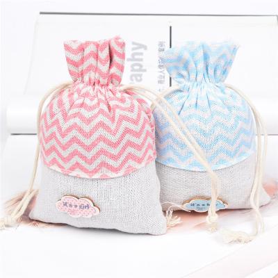 China Eco-Friendly Cotton Canvas Gift Bags Party Event Bag Drawstring Jewelry Pouches Cartoon Christmas Candy Holder for sale