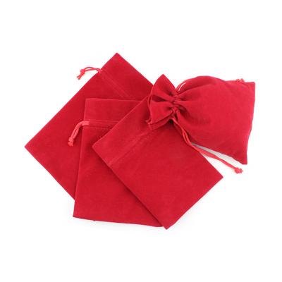 China Eco-friendly Red Velvet Fabric Jewelry Pouches Drawstring Bags Candy Gift Bag Pouch Christmas Christmas Wedding Favors Bag Holders for sale