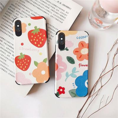 China Unique High Quality Phone Case With Leather Small Broken Flower Mobile Back Cover for sale