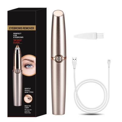 China 18-karat Gold Plated Head Is Hypoallergenic Wholesale USB Mini Electric Hair Removal Pen Rechargeable Eyebrow Trimmer Shaver For Women for sale