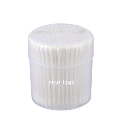 China Own Our SHARUAN Personality Factory Sells Low Price Company OEM Customizable LOGO White Plastic Cylinder Cleaning Cotton Swabs for sale