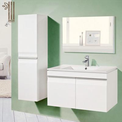 China Eco-friendly White Melamine Carcass Cabinet MDF PVC Thermofoil Door Bathroom Vanity for sale