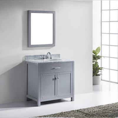 China Eco-friendly Wooden Lacquer Bath Vanity Unit Shaker Gray Bathroom Vanity Cabinet for sale