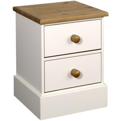 China Europe 2 Drawer Bedroom Bedside Table Durable White Wood Antique Style for sale