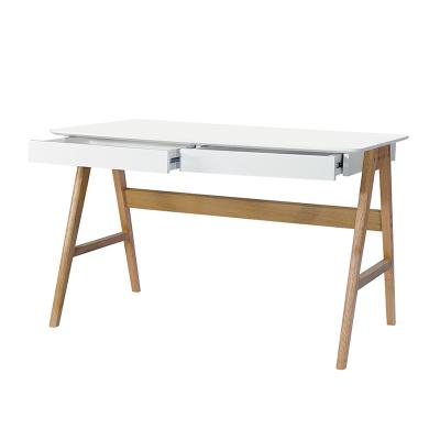 China New Fashion Beech Wood MDF Painted White Corner Computer Desk For Sale for sale