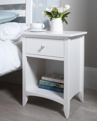 China (Other) White Furniture Simple Design Adjustable Scandinavian Solid Wood Nordic Nightstand for sale