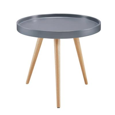 China (Other)Scandinavian Adjustable Modern Wooden Round Tray Coffee Table With Solid Wood Leg for sale