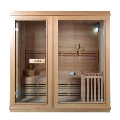 China Computer Control Panel Hemlock/Cedar 4 Person Sauna Large Size Indoor Traditional Room Solid Wood Steam Sauna Dry Cabin for sale