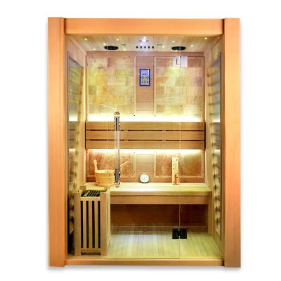 China Computer Control Panel Sauna Traditional Room Finnish Saunas with Harvia Sauna Heater for Home Designs Wooden House for sale