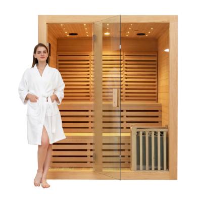 China Computer Control Panel Wood Red Cedar High Quality Saunas Traditional Far Infrared Sauna Room for sale