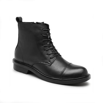 China Fashion Trend Modern Classic Goods Stylish Rubber Sole Lace Shoes Men's Casual Leather Zipper Black Boots for sale