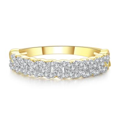 China 2022 Fashion Newcomer INS Fashion Jewelry Half Micro Pave Zircon CZ O Shape Cuban Link Chain Ring for sale