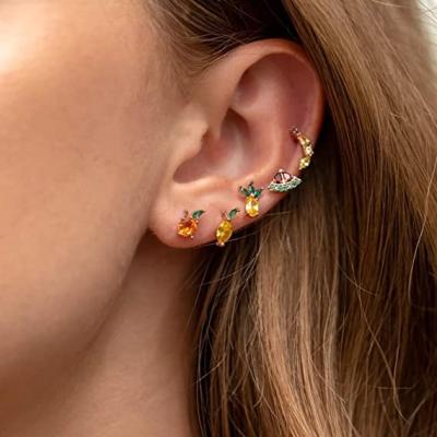 China Quality FASHIONABLE Minimalist Statistical Cute Strawberry Cherry Lemon Fruit Stud Earring For Women KBE099 for sale