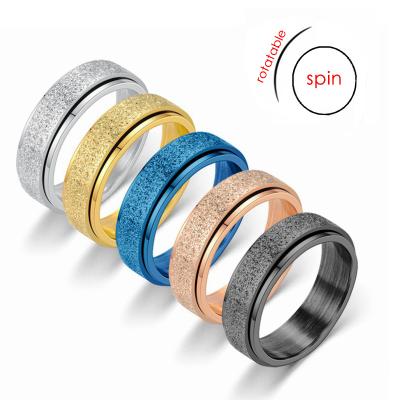 China FASHIONABLE Hot Sale Women Men Anti Worry Band 6MM Stainless Steel Stabilizing Anneal Spinner Cool Ring for sale