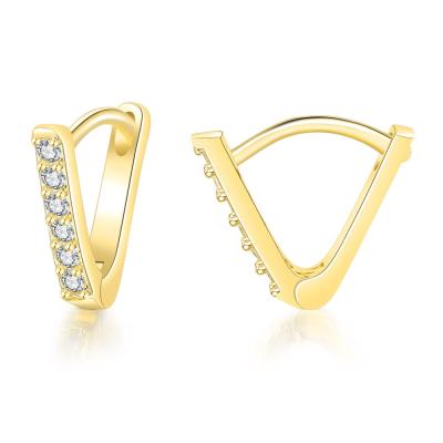 China CLASSIC Vintage Design Shape Trendy Geometric Gold Plated Letter V Shape Triangle Circle Earrings KBE131 for sale