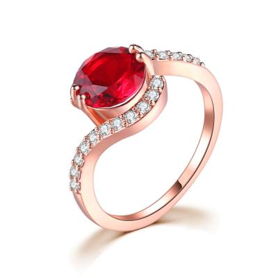 China FASHIONABLE Zircon Shiny Romantic High Quality Red Imitation Gemstone Lover Christmas Gift Bridal Wedding Ring for sale