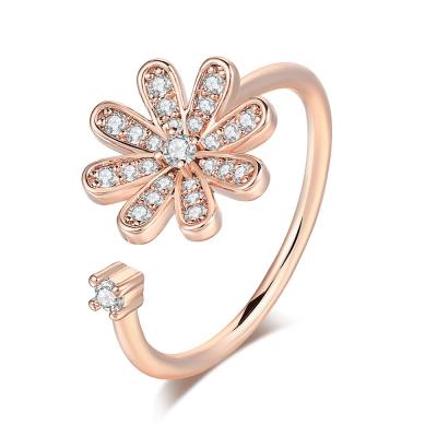 China Flower Creative Single Opening Zircon Insurance TRENDY Commercial Women's Fashion Adjustable Ring R910-M for sale