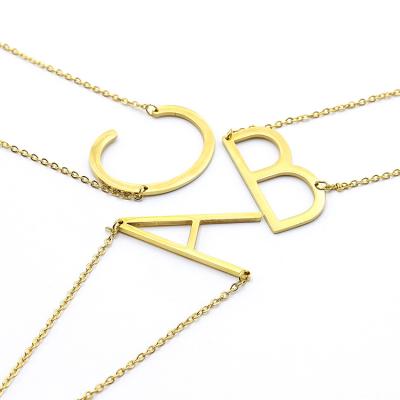 China FASHIONABLE Wholesale Custom 18K Gold Plated Stainless Steel Letter-Chain Initial Necklace Pendant Jewelry For Women for sale