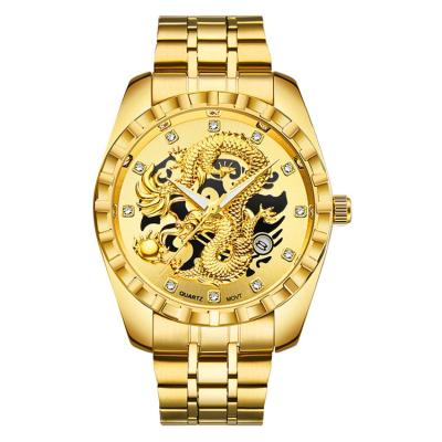 China Wholesale Fashionable Luxury Design Waterproof Watches Men Automatic IP Plate Gold Dragon Quartz Watches for sale