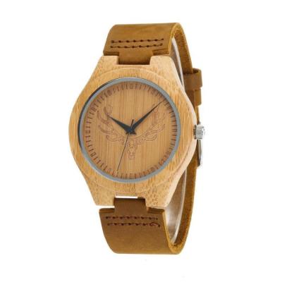 China Wholesale Waterproof Sports Wristwatches Quartz Genuine Leather Bamboo Wooden Watches For Men And Women Best Gifts for sale