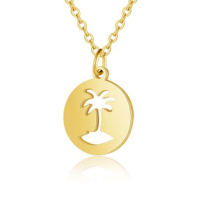 China TRENDY Fashion Coconut Tree Stainless Steel Hollow Pendant Necklace For Woman for sale