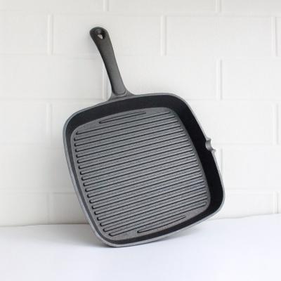 China Amazon Sustainable Hot Selling Pre-Seasoned Cast Iron Square Grill Pan BBQ Grill Stove Frying Camping Pan Home Use And Use for sale