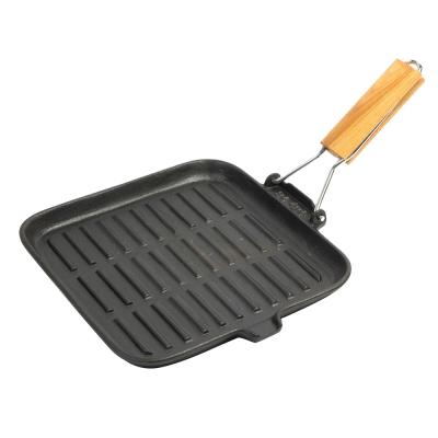 China Sustainable Square Grill Frying Korean Pan Gas Stove Cast Iron BBQ Grill Pan for sale