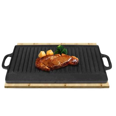 China Sustainable Stovetop Induction Griddle Cast Iron Reversible Double Sided Grill Pan for sale