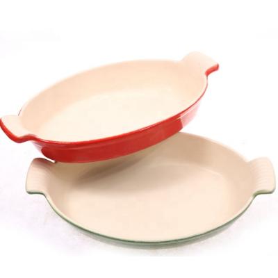 China Sustainable Cast Iron Enamel Dish Frying Dish Serving Dish for sale