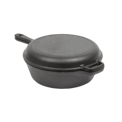 China 2 PC Combo Cooker Sustainable Saute Pan Set Cast Iron 3 Quart Covered Sauce Pan for sale