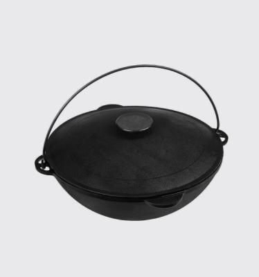 China Durable Heavy Duty Cast Iron Kazan Pot For Making Pilaf / Plov With Double Handles for sale