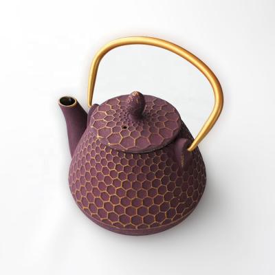 China 2022 Sustainable New Arrival Personalized Japanese Enamel Cast Iron Teapot Purple Teapot With Stainless Steel Infuser for sale